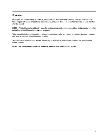 International ProStar TranStar Semi Truck Service Manual | 2010-2016 - sample page 5