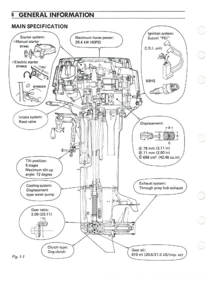 Suzuki DT40 Outboard Service Manual | 1985-1994 - sample page 5