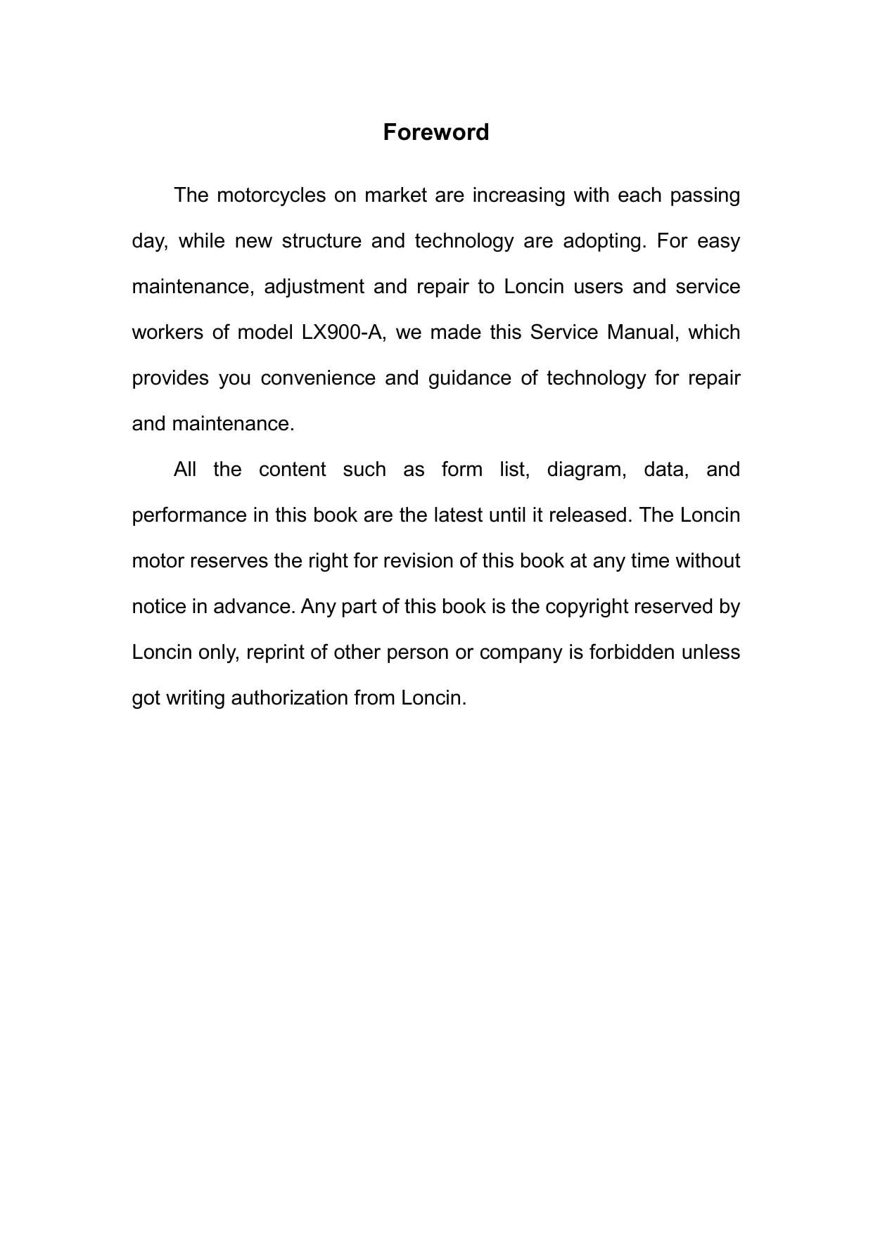 Loncin LX900-A Motorcycle Service Manual | 2024-2026 - sample page 6