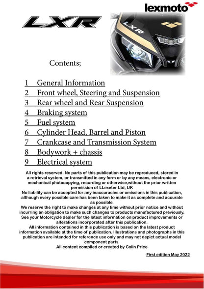 Lexmoto LXR 125 Motorcycle Service Manual | 2022-2026 - sample page 6