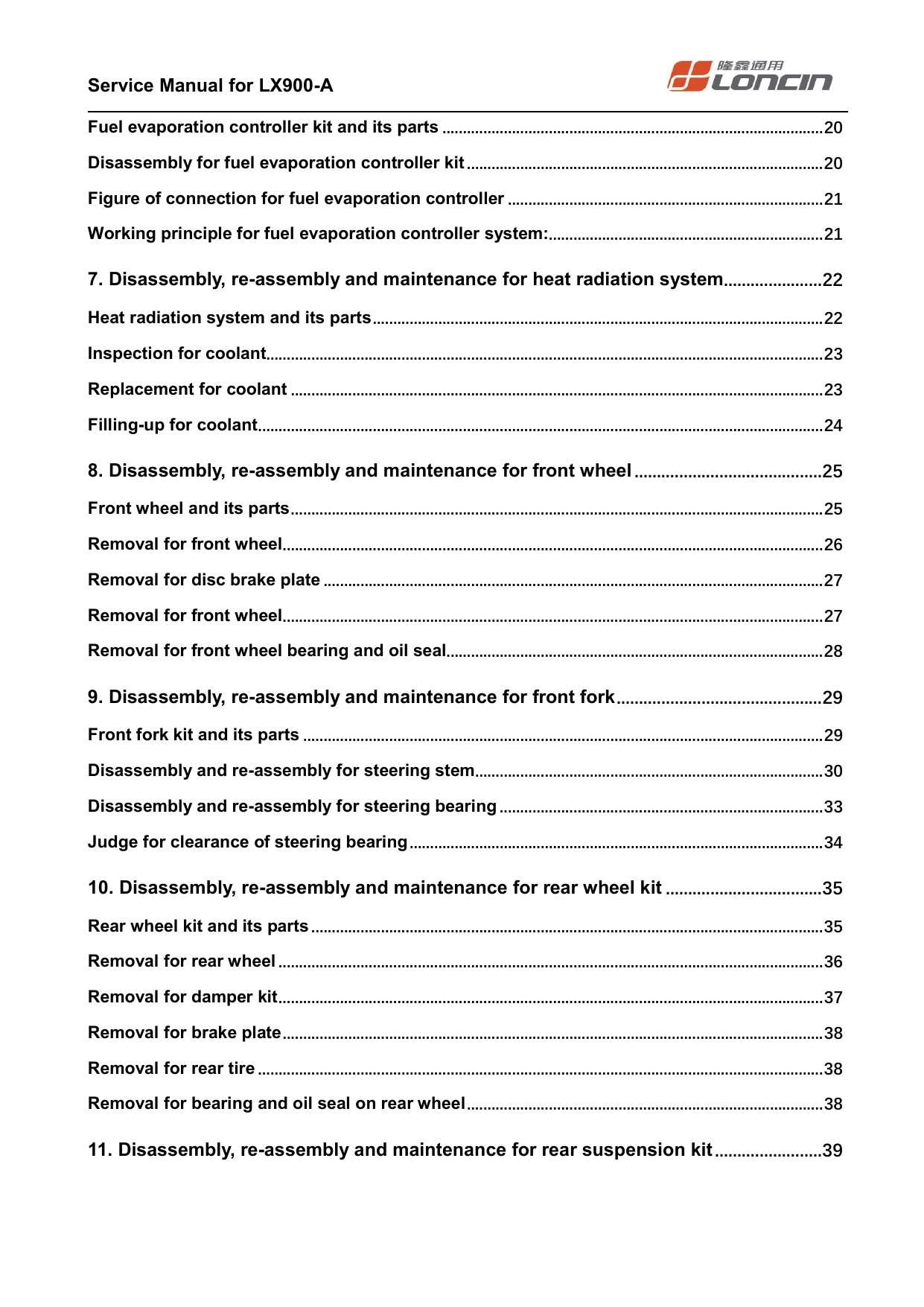 Loncin LX900-A Motorcycle Service Manual | 2024-2026 - sample page 8