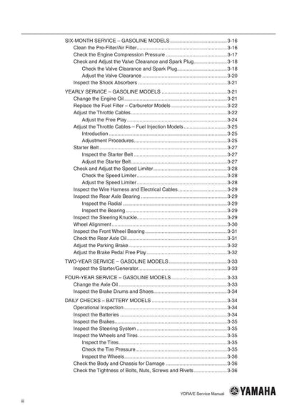 Yamaha YDRA YDRE Golf Cart Service Manual | 2016-2020 - sample page 8