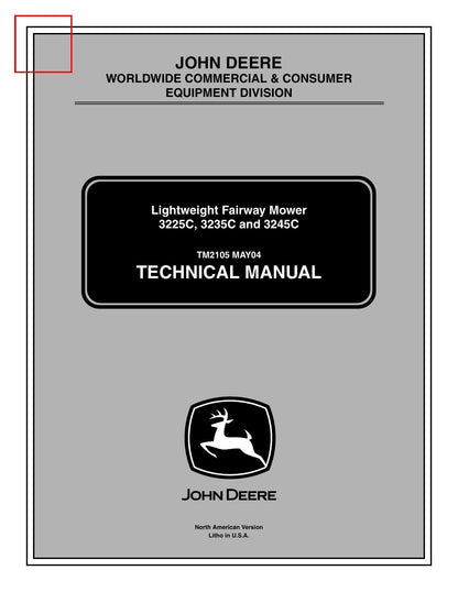 John Deere 3225C 3235C 3245C Fairway Mower Service Manual | 2004-2008 - sample page 1