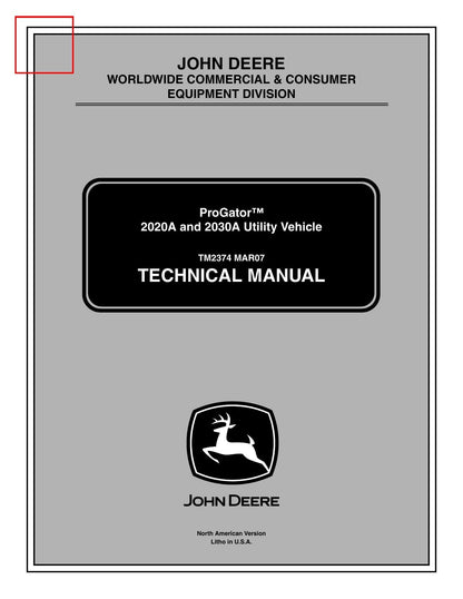 John Deere ProGator 2020A 2030A UTV Service Manual | 2007-2011 - sample page 1