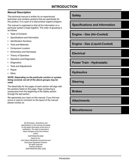 John Deere X465 X475 X485 X575 X585 Garden Tractor Service Manual | 2004-2008 - sample page 6