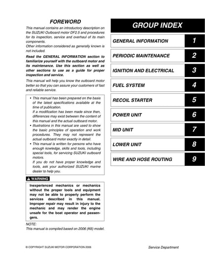 Suzuki DF2.5 Four Stroke Outboard Service Manual | 2006-2010 - sample page 4
