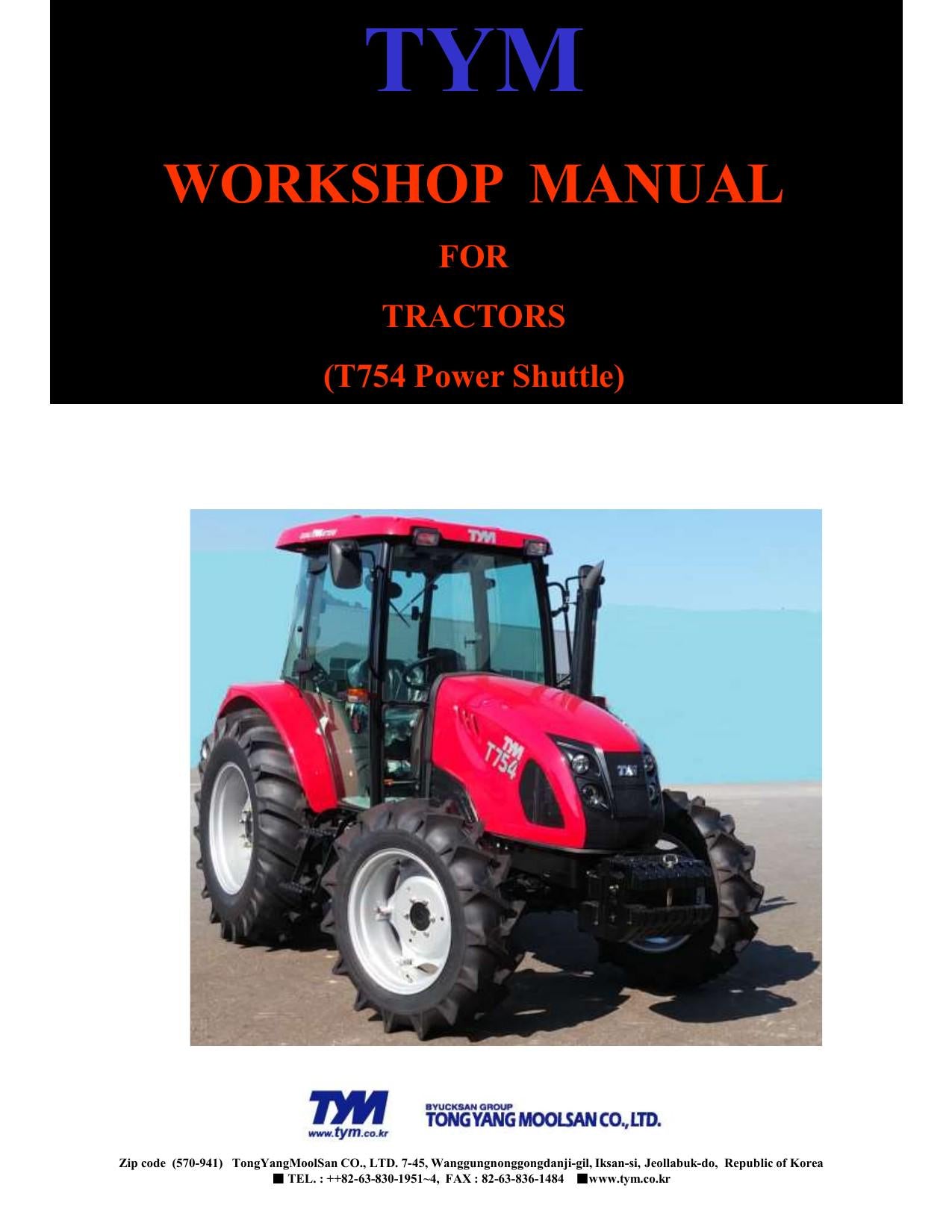 TYM T754 Power Shuttle Tractor Service Manual | 2015-2019 - sample page 1
