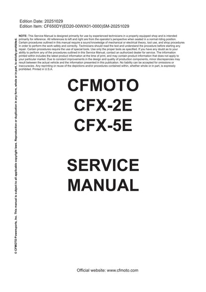 CFMOTO CFX-2E CFX-5E Electric Motorcycle Service Manual | 2024-2026 - sample page 1