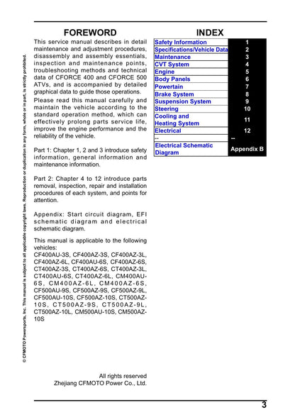 CFMOTO CFORCE 400 500 450 520 ATV Service Manual | 2025-2026 - sample page 2
