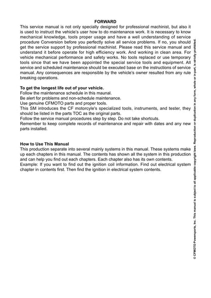 CFMOTO 450NK Motorcycle Service Manual | 2023-2026 - sample page 5