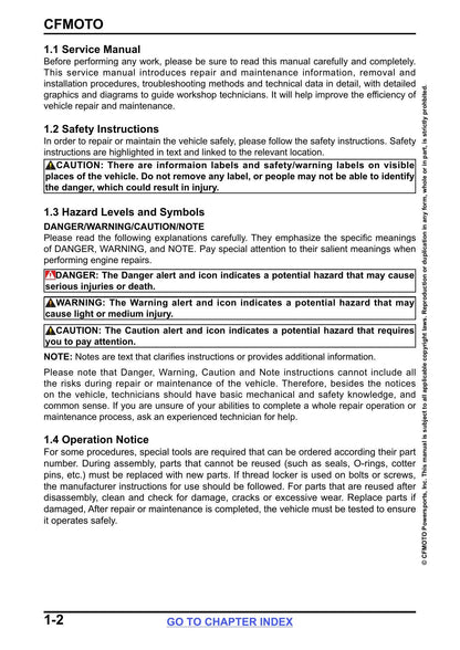 CFMOTO CFORCE 800 850 1000 Touring ATV Service Manual | 2024-2026 - sample page 7