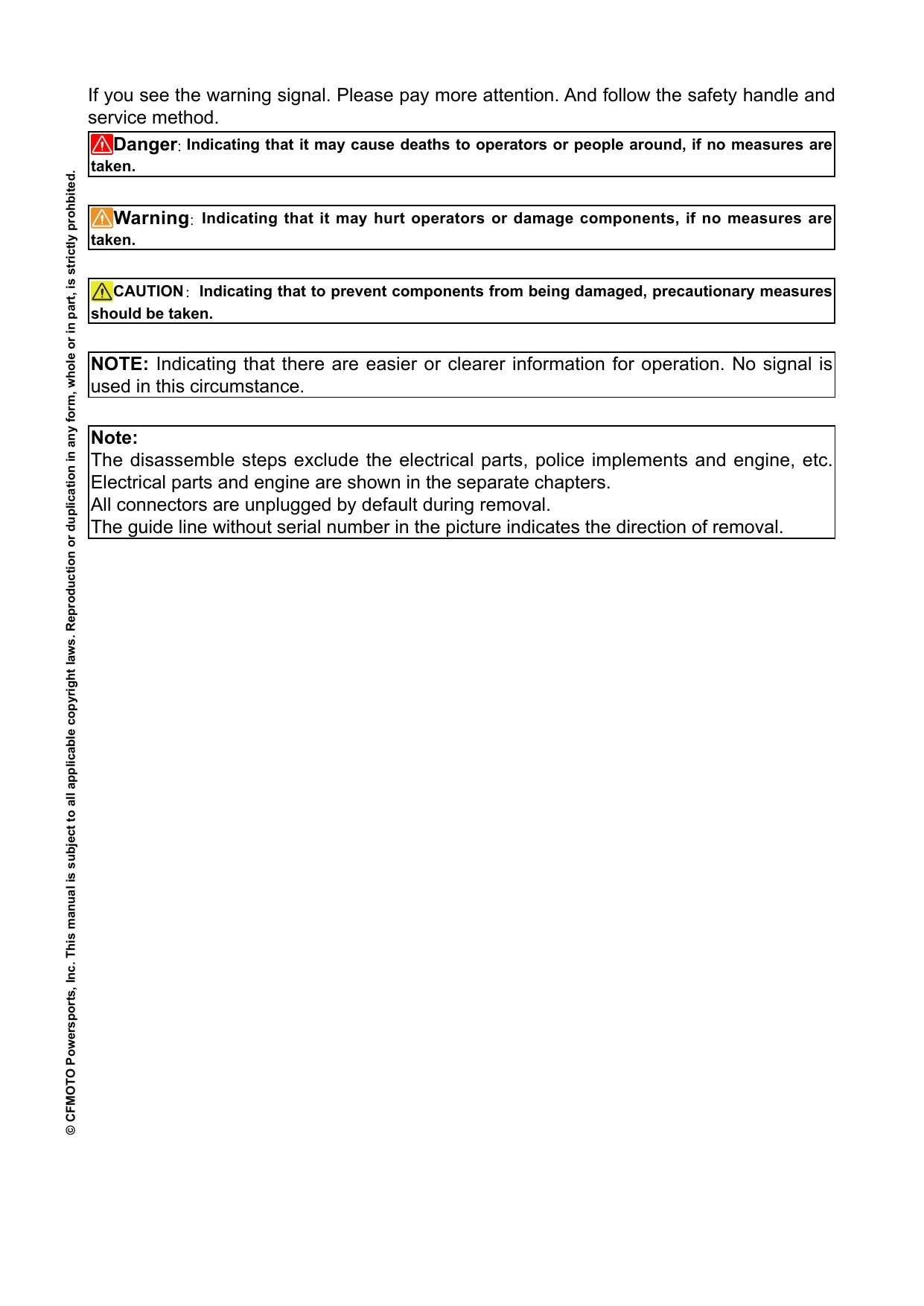 CFMOTO 450NK Motorcycle Service Manual | 2023-2026 - sample page 6