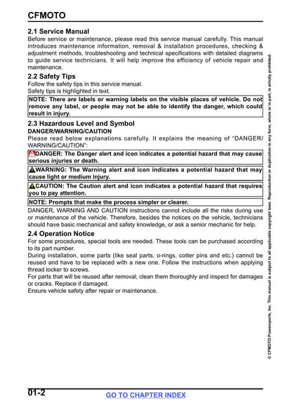 CFMOTO CForce 600 625 Touring ATV Service Manual | 2023-2026 - sample page 8
