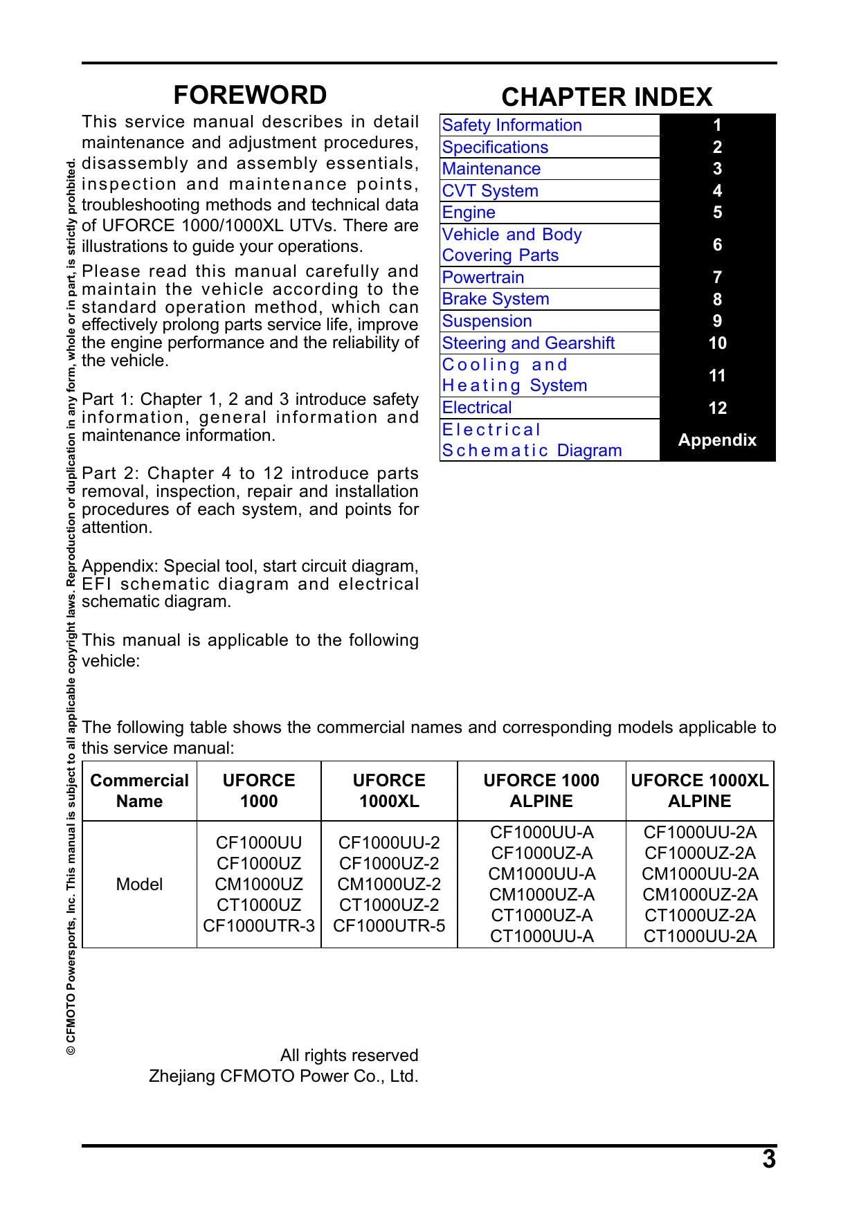 CFMOTO UFORCE 1000 UTV Service Manual | 2026 - sample page 5