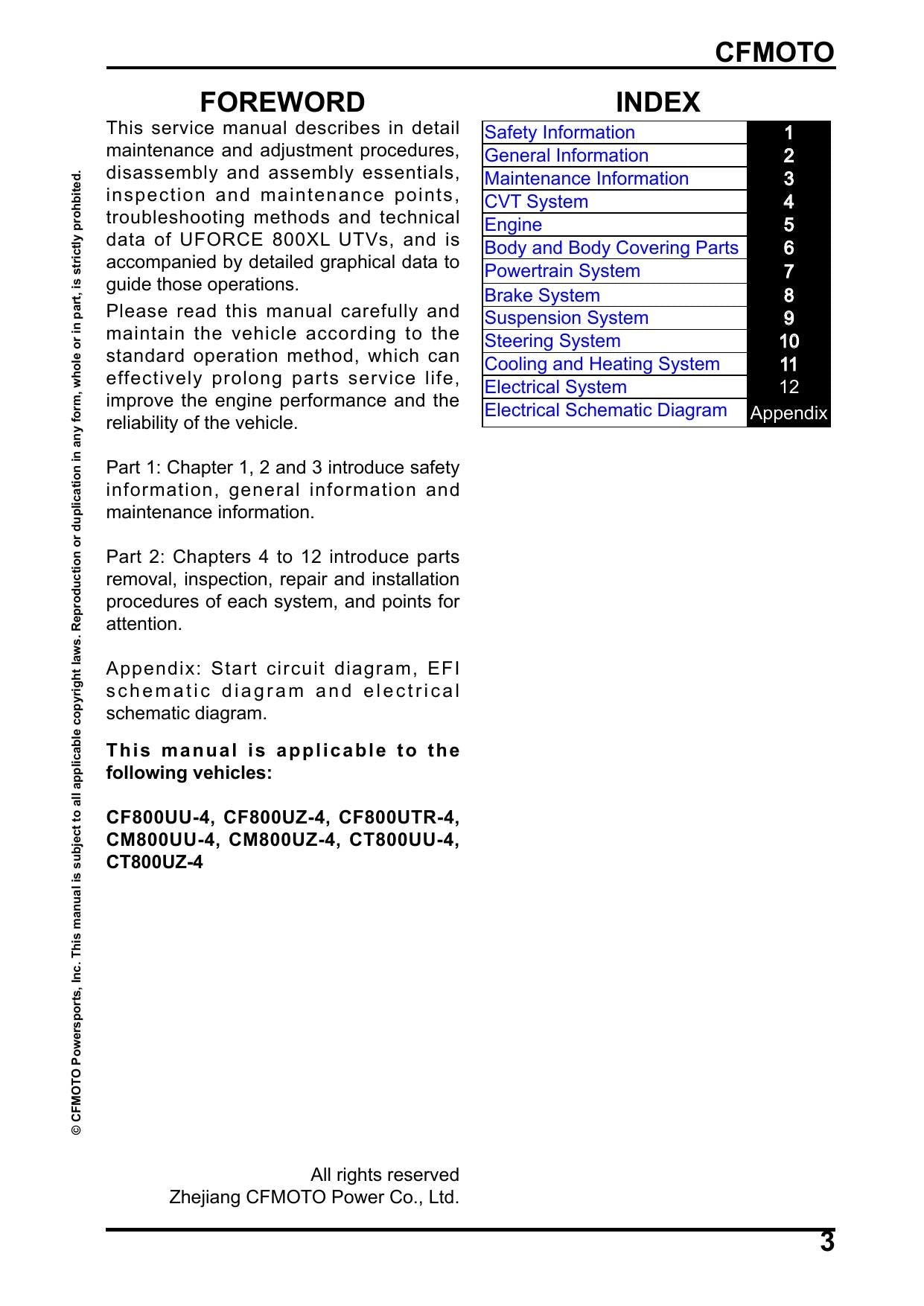 CFMOTO UFORCE 800 XL UTV Service Manual | 2026 - sample page 2
