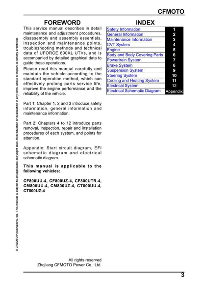 CFMOTO UFORCE 800 XL UTV Service Manual | 2026 - sample page 2