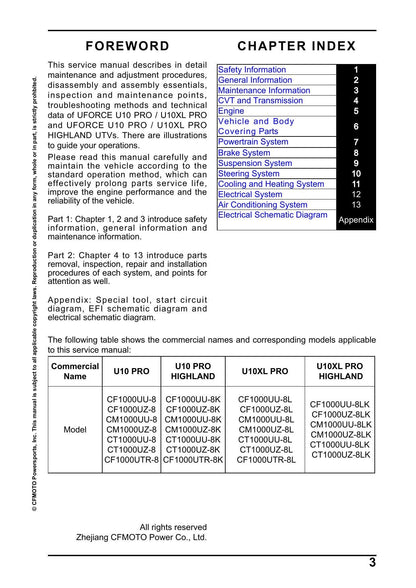 CFMOTO UFORCE U10 Pro UTV Service Manual | 2026 - sample page 5