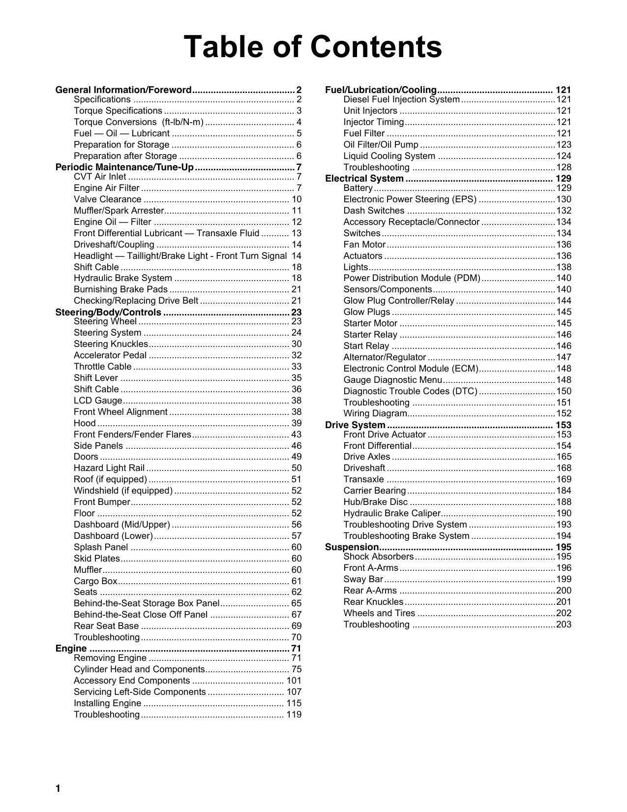 Cushman Hauler 4x4 Crew Diesel Golf Cart Service Manual | 2024-2026 - sample page 6
