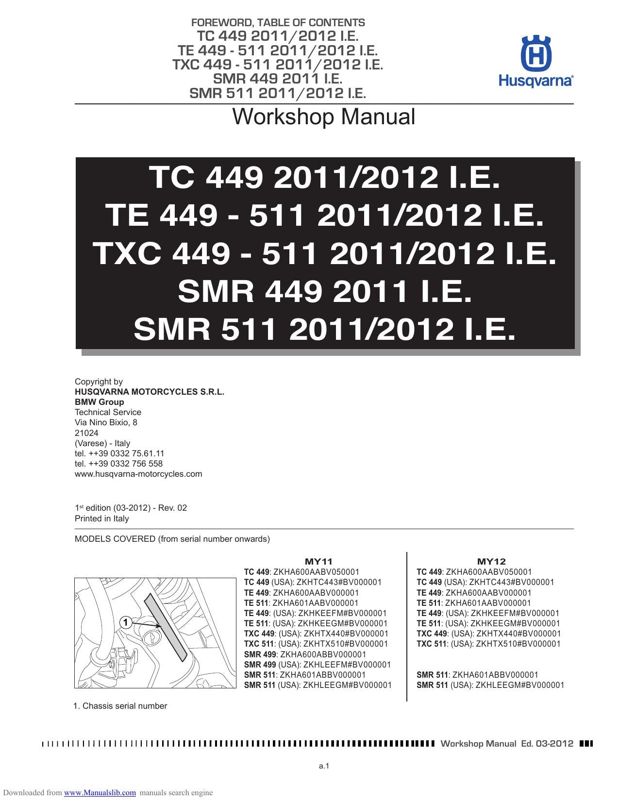 Husqvarna TC TE TXC smr 449 511 Motorcycle Service Manual | 2011-2012 - sample page 7