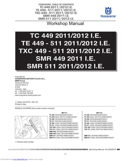 Husqvarna TC TE TXC smr 449 511 Motorcycle Service Manual | 2011-2012 - sample page 7