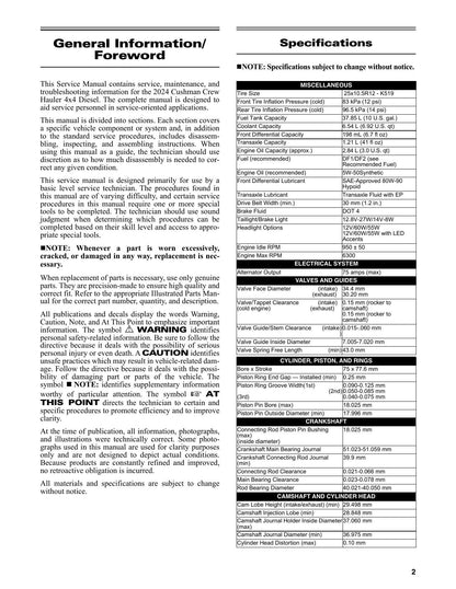 Cushman Hauler 4x4 Crew Diesel Golf Cart Service Manual | 2024-2026 - sample page 7