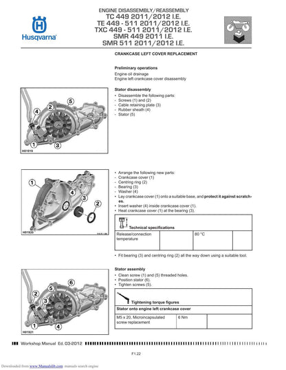 Husqvarna TC TE TXC smr 449 511 Motorcycle Service Manual | 2011-2012 - sample page 4