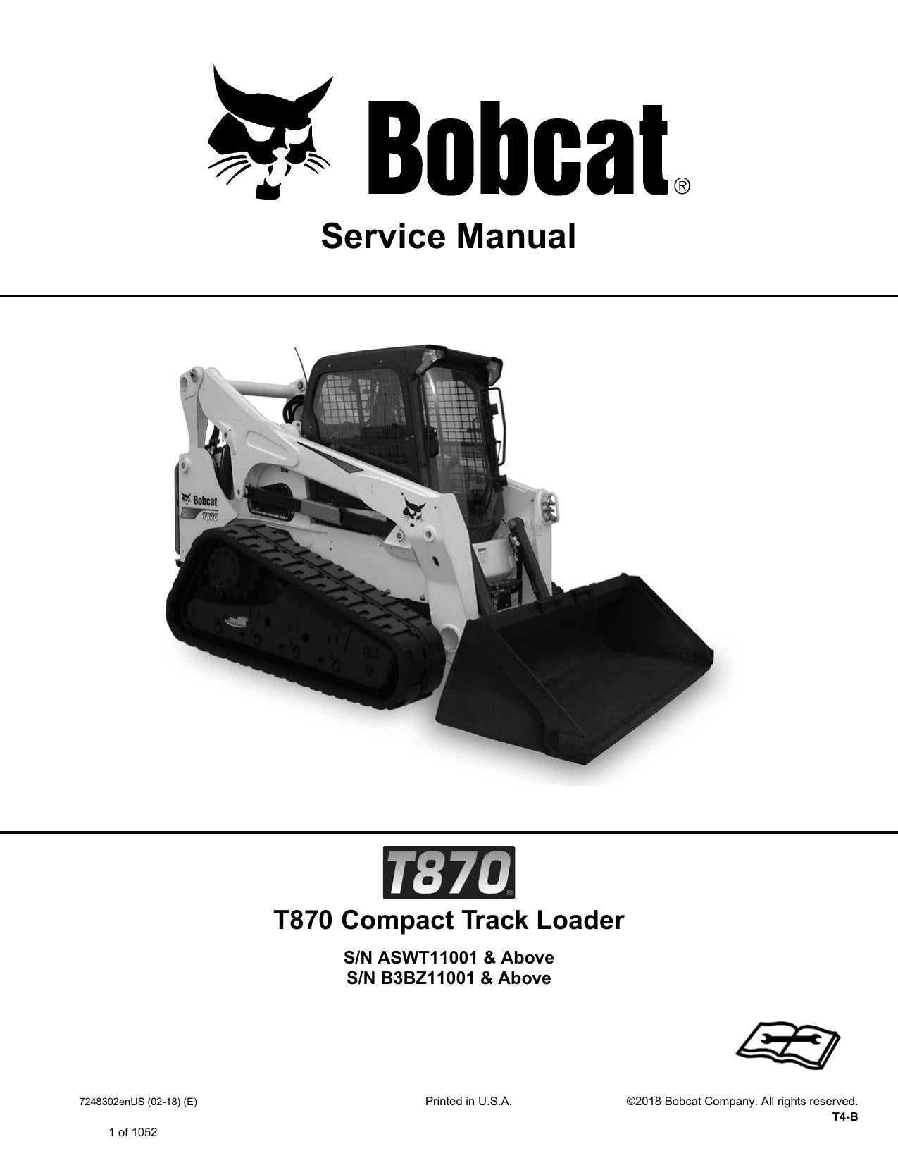 Bobcat T870 Compact Track Loader Service Manual | 2018-2022 - sample page 1