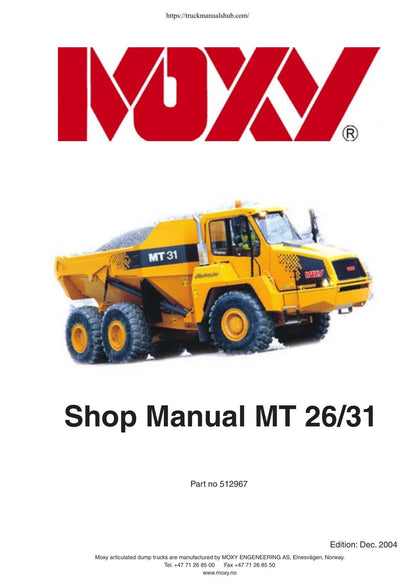 Moxy MT26 MT31 Articulated Dump Truck Service Manual | 2004-2008 - sample page 1