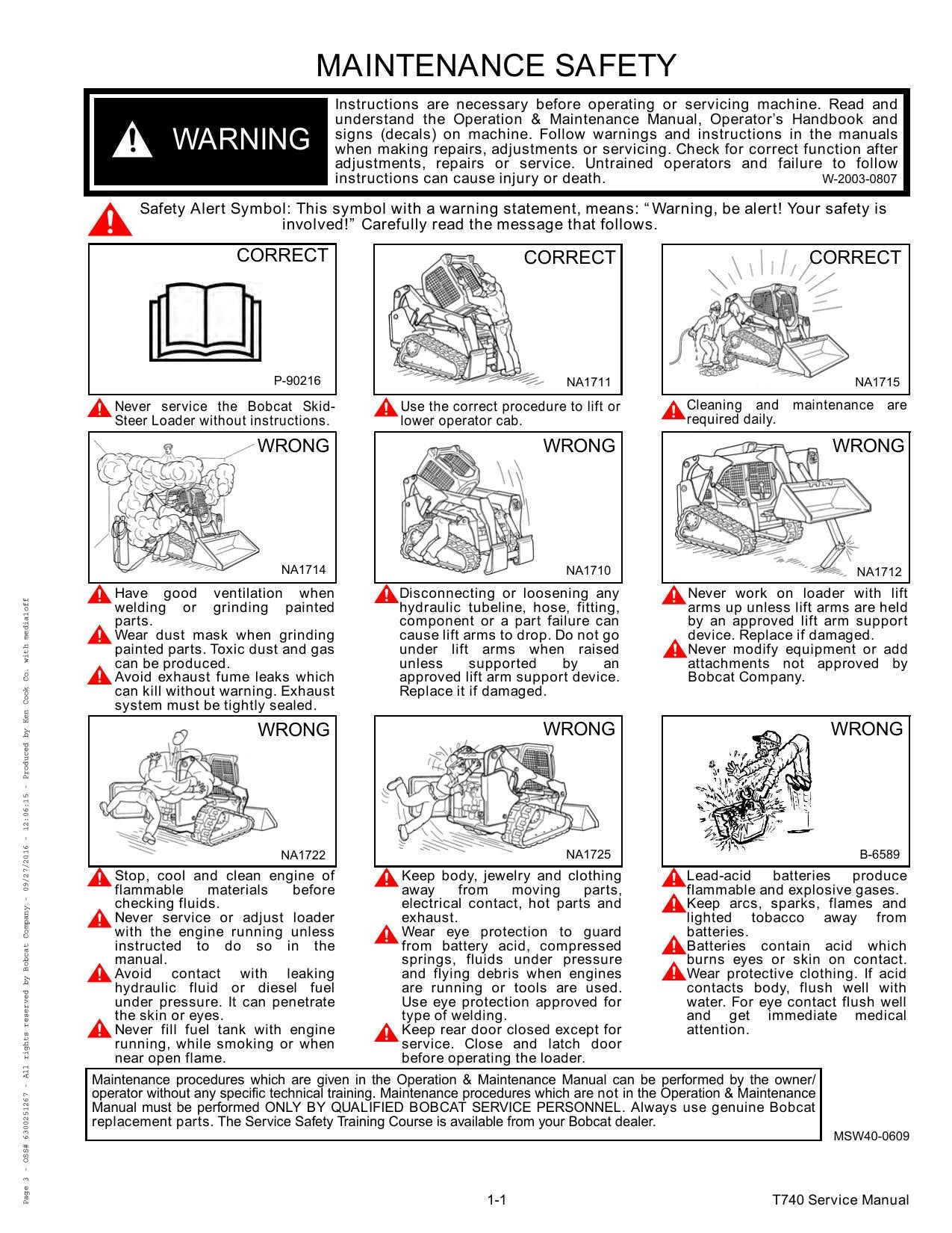 Bobcat T740 Compact Track Loader Service Manual | 2015-2019 - sample page 5