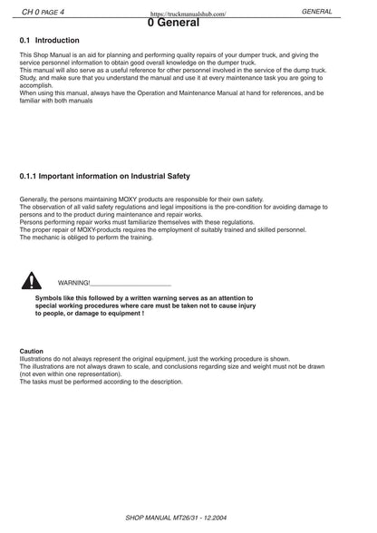 Moxy MT26 MT31 Articulated Dump Truck Service Manual | 2004-2008 - sample page 8