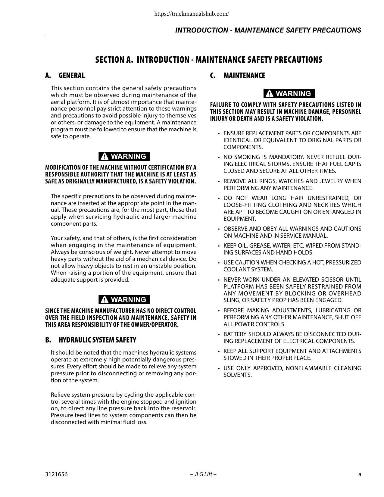 JLG 1930 2032 2632 2646 3246 ES Construction Equipment Service Manual | 2014-2020 - sample page 5