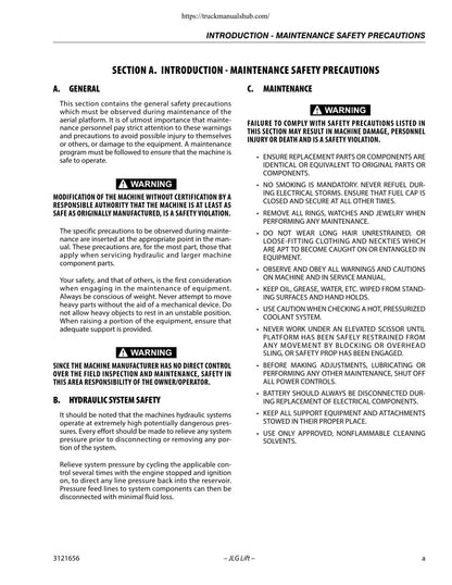 JLG 1930 2032 2632 2646 3246 ES Construction Equipment Service Manual | 2014-2020 - sample page 5