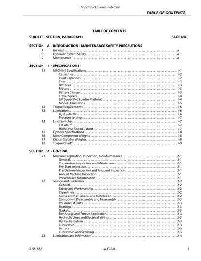 JLG 1930 2032 2632 2646 3246 ES Construction Equipment Service Manual | 2014-2020 - sample page 6