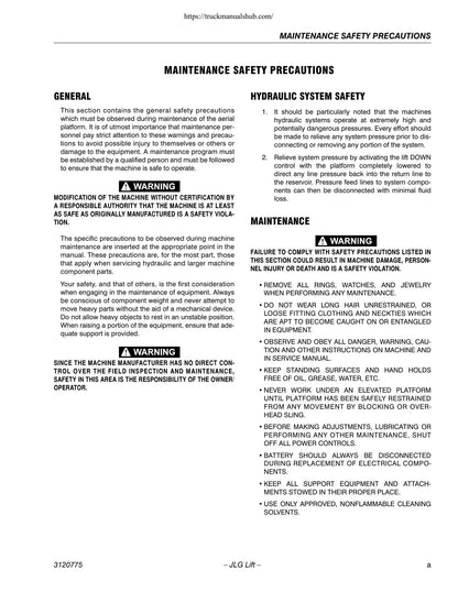 JLG 12SP 15SP Aerial Work Platform Service Manual | 1999-2018 - sample page 6