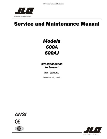 JLG 600A 600AJ Boom Lift Service Manual | 2004-2012 - sample page 1