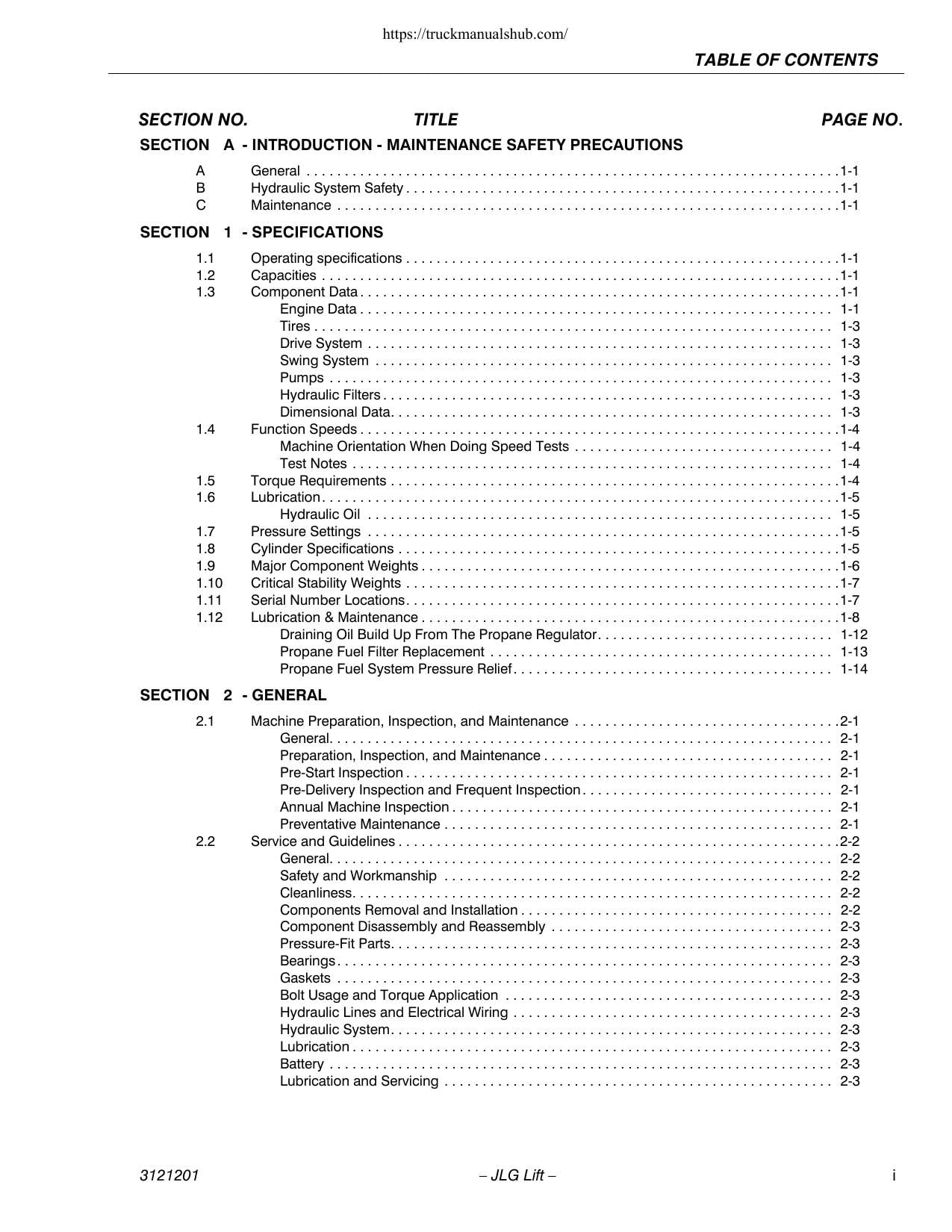 JLG 600A 600AJ Boom Lift Service Manual | 2004-2012 - sample page 6