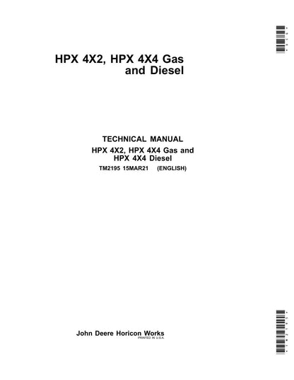 John Deere Gator HPX 4X2 4X4 Gas Diesel UTV Service Manual | 2014-2021 - sample page 1