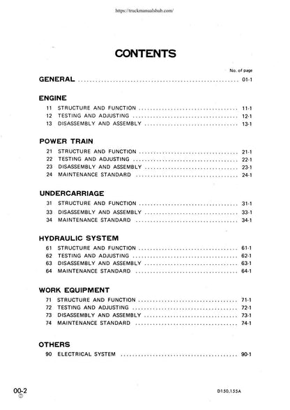 Komatsu D150A-1 D155A-1 Dozer Service Manual | 1988-1992 - sample page 5