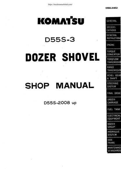 Komatsu D55S-3 Dozer Shovel Service Manual | 2008-2012 - sample page 1