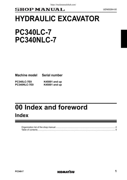 Komatsu Galeo PC340LC-7 PC340NLC-7 Excavator Service Manual | 2006-2010 - sample page 6