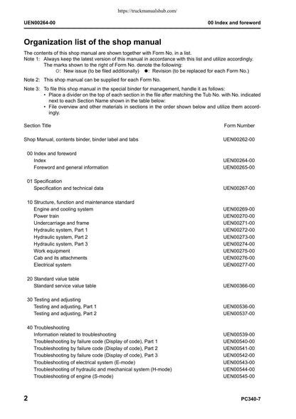 Komatsu Galeo PC340LC-7 PC340NLC-7 Excavator Service Manual | 2006-2010 - sample page 7