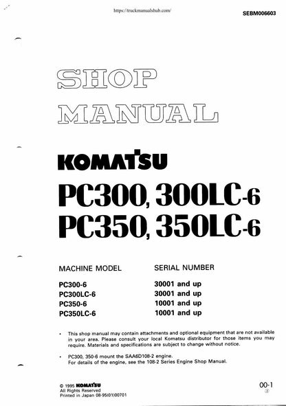 Komatsu PC300 PC350 Excavator Service Manual | 1995-1999 - sample page 1