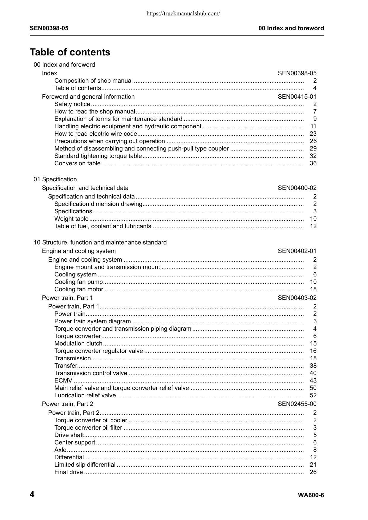 Komatsu Galeo WA600-6 Wheel Loader Service Manual | 2006-2010 - sample page 7
