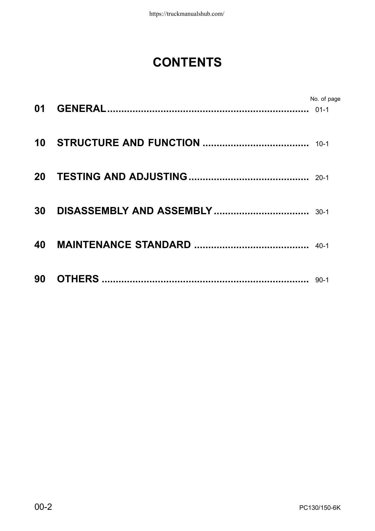 Komatsu PC130-6K PC150LGP-6K Excavator Service Manual | 2001-2005 - sample page 2