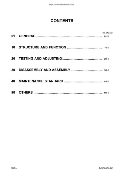 Komatsu PC130-6K PC150LGP-6K Excavator Service Manual | 2001-2005 - sample page 2