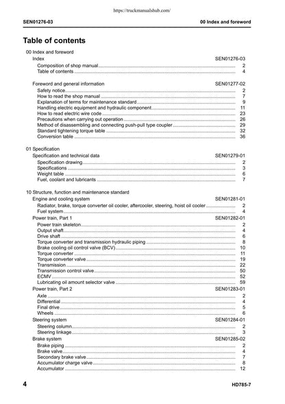 Komatsu HD785-7 Dump Truck Service Manual | 2007-2011 - sample page 7