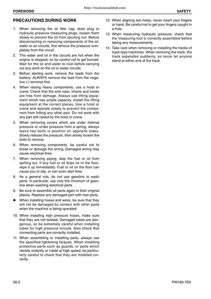 Komatsu PW160-7E0 Wheeled Excavator Service Manual | 2007-2011 - sample page 7