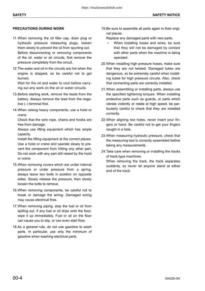Komatsu WA320-5H Wheel Loader Service Manual | 2003-2007 - sample page 7