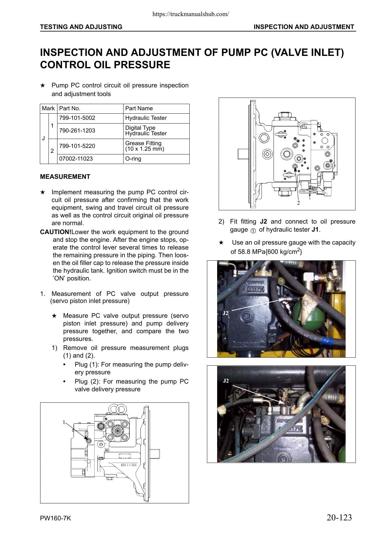 Komatsu PW160-7K Wheeled Excavator Service Manual | 2004-2008 - sample page 2