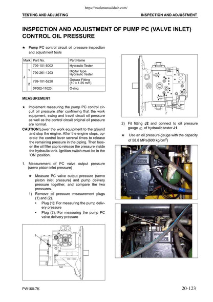 Komatsu PW160-7K Wheeled Excavator Service Manual | 2004-2008 - sample page 2